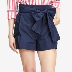 J Crew Womens Cotton Poplin Tie-Waist Short in Navy Blue